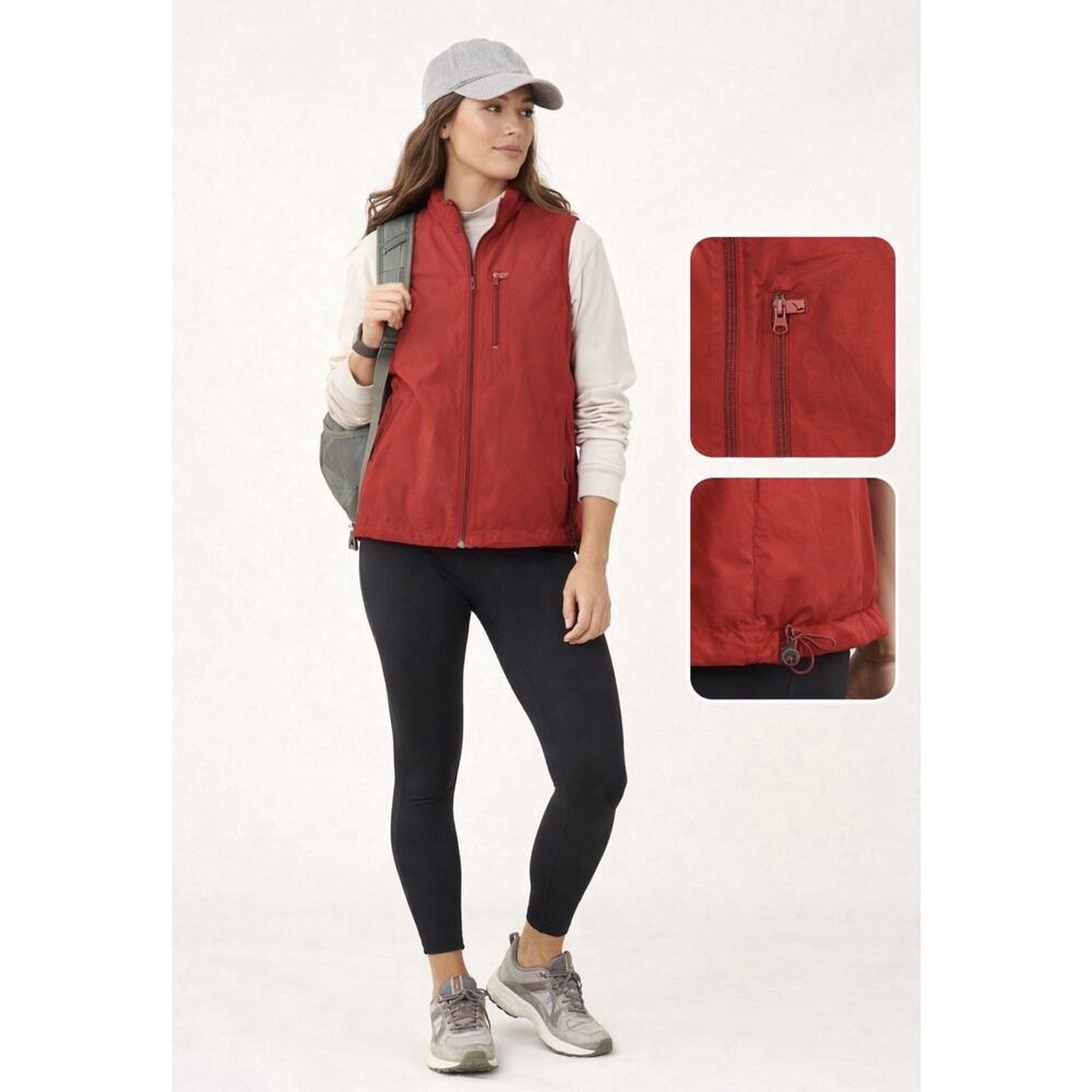 Vtg Y2K Catalina Red Full Zip Vest Womens L Nylon Lightweight Outdoor Gorpcore